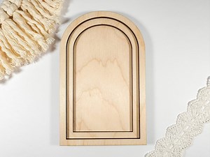 3 Layered Arch Outline Frame   Back Wooden Arch Crafts, Wooden Arch With Frame, Wooden Arch With Second Layer Hollow Arch, Monument Shape - Etsy