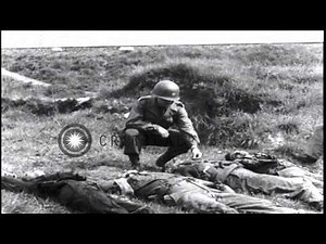 Murdered US soldiers of the US 13th Armored Division tank(M4) in Hilden,Germany HD Stock Footage