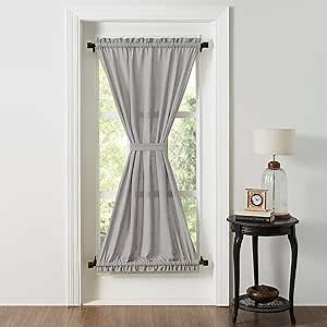 VHC Brands Farmhouse 72"x40" Door Panel Grey Rod Pocket Burlap Window Curtains