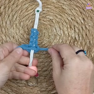 3K views · 27 reactions | Macrame boy key chain tutorial 殺 Cute boy key chain 1m blue color 50 cm ecru color rope #viralvideo#macrame#diy#shortvideo#knitting#handmade#makrame | Yu Hand Made Collection | Facebook