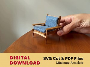 1:12 Scale Dollhouse Armchair SVG Cut File & PDF Template - Etsy