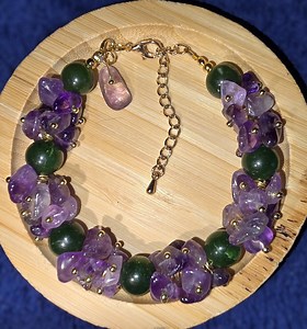 Amethyst Jade Cluster Bracelet • Hand Pinned Gemstone Jewelry - Etsy Australia