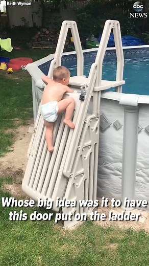 POOL SAFETY ALERT: Video of toddler scaling a locked and covered ladder to reach an above-ground pool goes viral, serving as a warning for all families. https://abcn.ws/2M4pfhf | ABC World News Tonight with David Muir