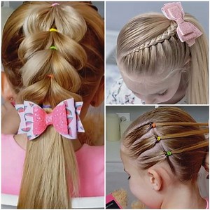 Colorful elastic ties to make these cute hairstyles for pretty girls!🧡💛💚💙💜🖤 | MetDaan Makeup