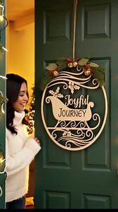 Accroche-porte de Noël SVG, fichier découpé au laser traîneau, panneau de bienvenue de vacances joyeux voyage - Etsy France