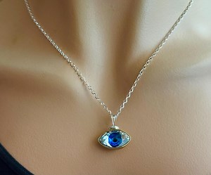 Unique Evil Eye Necklace, Sterling Silver, Protection Necklace, Crystal Choker, Good Luck Spiritual Jewelry, Protection Gift for Friend - Etsy