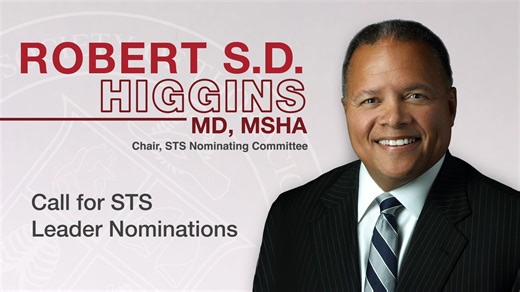 Officer and leader nominations are due May 31! In this video, hear Dr. Robert Higgins, chair of the STS Nominating Committee, discuss the importance of members getting involved in the process. Learn more and nominate a colleague or yourself: bit.ly/3xDOyUg | The Society of Thoracic Surgeons (STS) | Facebook