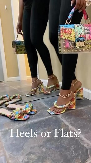 1K views · 30 reactions | Heels or Flats??‼️50% off everything with coupon  FLASH50 Drop a  if you would rock this beauty!  Search: GRAFFITI GRAFFITI www.Teamwardrobe.net Pay later options available. #fyp #shoes #explore #explorepage | THE WARDROBE | Facebook