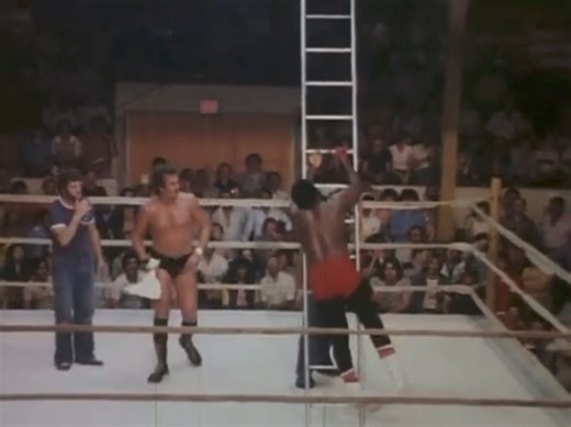 🪜On July 27, 1979 in one of the first ladder matches in professional wrestling history, Big Daddy Ritter (later known as the The Junkyard Dog) defeated Jake Roberts to win the Stampede Wrestling North American Heavyweight Championship and $1,000 at a Stampede Wrestling Show in Calgary, Alberta, Canada. The match is called by Ed Whalen. The ladder is being held by Wayne Hart, the older brother of Bret and Owen Hart. Ritter had previously lost the belt to Roberts on April 6th.🪜 | Davenport Sport