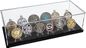 Acrylic Military Challenge Coin Display Case,Self-Assembly Coin Display case Medal Display,Coin holders for collectors,Coin Rack Display Gifts for Casino Poker Chip Collectibles include 12 coin holder