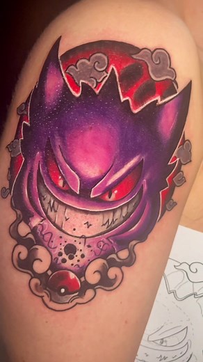 GENGAR TATTOO #viral #foryou #parati #tattoo #gengar #pokemon #otaku #anime #tatuajes #otakugirl #color