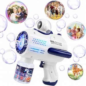 Teblint Bubble Machine with 10 Hole, Automatic Bubble Maker with Lights, Bubble Blower for Adults Kids, Outdoor Indoor Toy Gift for for Birthday Wedding Party