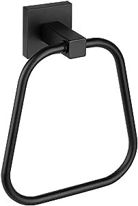 Bathroom Towel Holder Round Black Rustic Hand Towel Ring Wall Mount Heavy Duty Bath Towel Rack SUS304 Stainless Steel Towel Hanger Bathroom Accessories Matte Black
