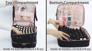 Nail Polish Organizer Bag Holds 84 Bottles (15ml/0.5 fl.oz)& Nail Lamp, PU Leather Nail Supplies Organizer with Holder& Shoulder Strap, Portable Travel Nail Kit Storage Carrying Case (Black)