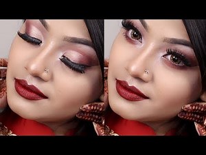 Classic Red Lips & Gold Cut Crease - Gorgeous Red Makeup Tutorial || Asian Wedding Guest Makeup