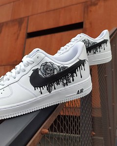 Personalisierter Air Force 1 Rose Drip - Personalisierte Schuhe in Schwarz & Weiss - Etsy.de