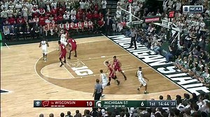 Miles Bridges connects with Nick Ward for a first half alley-oop dunk against Wisconsin. | BTN Video | Facebook
