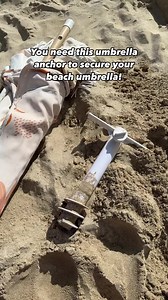 Here’s a hack how to set up your beach umbrella so it doesn’t fly away! This anchor is a much ! I usually dig a little hole because sand on top is too soft and it won’t hold . Then screw the anchor into the ground, put the umbrella in it . If its REALLY windy i dig bigger, deeper hole , and cover the anchor with sand , i also fill up the umbrella bag with sand and tie it to the umbrella for extra protection! Let me know if this was helpful ? Found really cute umbrellas on REVOLVE #beachlife #bea