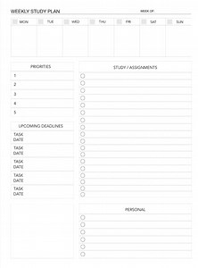 Weekly Study Planner - Student Assignment Tracker - Priorities, Tasks and Deadlines - PDF - Goodnotes - Etsy Australia