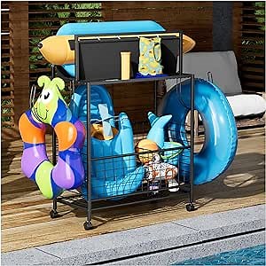 MAWEW Pool Toy Storage Bin，58 Inches Large Pool Storage Bin， Pool Toy Storage，Outdoor Pool Storage Rack，Suitable for Large Pool Float Storage Organizer, Pool Toy Ball Float Container