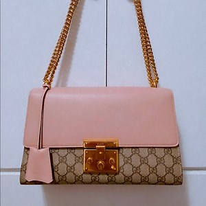 GG Supreme Monogram Medium Padlock Shoulder Bag Pink
