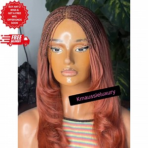 Colored Layer Wavy Hair Blend Braids 4x4 Lace Box Braided Wigs Short Curly Knotless - Etsy