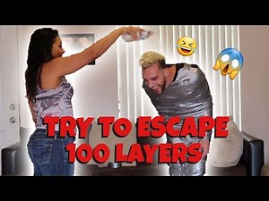 100 LAYER DUCT TAPE CHALLENGE!!! (TRY TO ESCAPE)