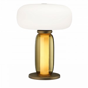 One On One Modern Brass Glass Round Table Lamp