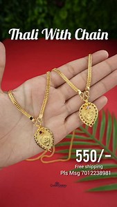 5.9K views · 883 reactions | Rs550/- Goldplated 24 Inch Chain With Thali 24 Inch Chain Only 385/- 18 Inch Chain Only 285/- Thali Only 225/- 91 7012238981, 7907357782, 6238153175 order @https://www.queengalaxycollections.com/ Search Code: Free shipping in India - Retail order@ DM/whatsapp - +917907357782 Order Now : www.queengalaxycollections.com #chainwiththali #goldplated #imitationgold#trendingreels #keralathali | Queen Galaxy Collections | Facebook