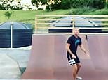 Chef Pete Evans carves it up on homemade skateboarding ramp