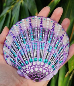 Hand Painted Shell Coastal Beachy Purple Decor Wall Hanging Gift - Etsy