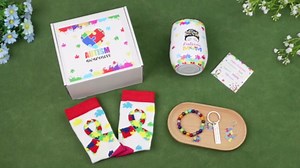 8 Pcs Autism Awareness Gifts Set for Mom Include Tumbler Bracelet Encouragement Card Autistic Socks Puzzle Earrings Keychain Autism Awareness Stuff for Adults Mothers Day Women Teachers Gifts