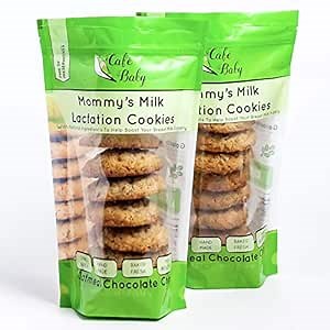 Café Baby Chocolate Chip Lactation Cookies for Breastfeeding | Large, Tasty & Fresh | Breast Milk Cookies Made with Brewers Yeast & Organic Flaxseed Meal | Lactation Supplement | 2 Bags