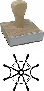 Infusion Ship Wheel Rubber Stamp, 2 X 2'' Wood Stamp