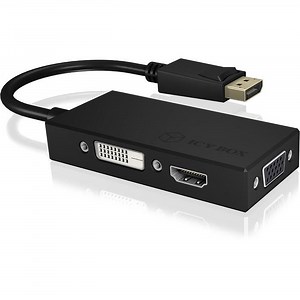 Convertisseur vidéo - ICY BOX - IB-AC1031 - DisplayPort vers DVI, HDMI, VGA - Noir - Adaptation signal