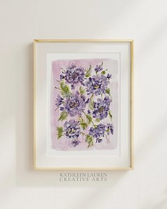 Watercolour Purple Dahlias Giclée Art Print | Watercolor Lilac Florals Painting - Etsy Canada