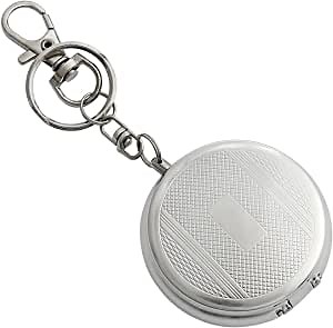 Portable Ashtray Circular Ash Holder with Key Chain and Cigarette Snuffer Silver 50 * 17MM