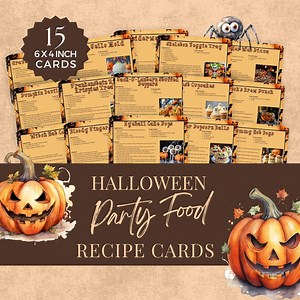 15 Halloween Recipe Cards, 6x4 Inch Spooky Party Recipes, Party Food Postcards, Fun Halloween Dishes, Halloween Party Drink & Spooky Treats - Etsy
