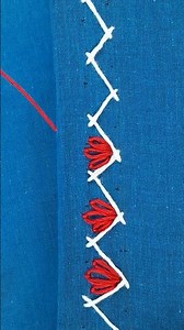 Simple & Sweet Embroidery Border Ideas 🌼#borderline #ribbon #threads #cute #embroidery