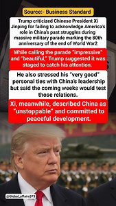 Trump Praises China Parade but Slams Xi for Ignoring US Role | Global Affairs 373