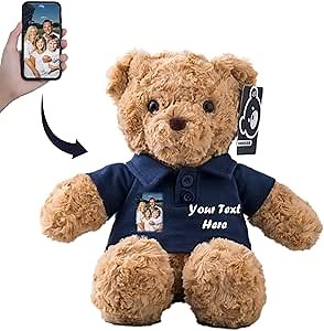 Personalized Teddy Bear Plush Toys, Customized Gifts Stuffed Bear with Custom Text as Personalized Gift for Girls Boys on Birthday, 11 inch