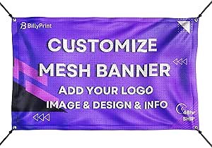 BillyPrint Custom Mesh Banners and Signs Photo Or Text Personalized Customize Outdoor,Personalized Mesh Fabric Banners Indoor For Construction Site Fence,Customized Mesh Banner.3ft x6ft