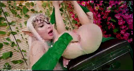 Hot elf girls stretch their holes very hard with big dildos