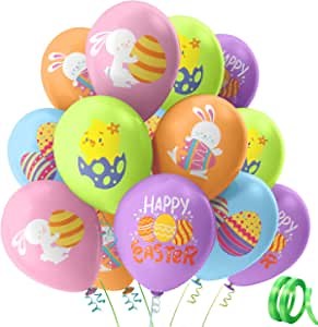 40 Piece Easter Latex Balloons Decorations, Happy Easter Day Party Supplies, Easter Bunny Party Decorations, Bunny Eggs Party Decorations, Easter Rabbit Party Supplies, Easter Party Balloons
