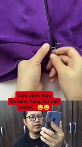 Cara Jahit Baju Sweater Yang Zip Dah Rosak.. 😉😉 #videoreaksi #videolucu #videoseram #videoviral | Mimie Asmidah
