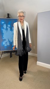 Holiday Black Velvet Pants! #greyhaircolor #maturewomen #ModestFashion #fashionover50 #howtostyle #maturebeauty #womenover50 #womenover60 #over50andfabulous #classicstyle #howtostyle #fashionstyle #yunikwatches #fashionmodel #HolidayFashion | Lala and Company