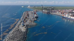 Aerial view of caucedo harbor in Boca Chica, Dominican Republic. port videos.