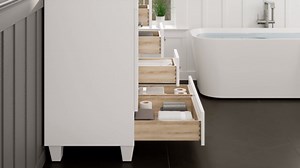 Eviva Happy 28 Inch Grey Bathroom Vanity with Quartz Top & Porcelain Sink