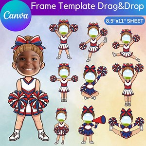 Cheerleader Face Frame Template, Personalised Cheer Gift, Drag and Drop Photo Frame, Canva Edit - Etsy Canada