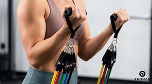 THORZA 11-Piece Full Body Strength Training with Resistance Bands Set - 5 Levels Tube Exercise Bands, Without Latex TPE Resistance Band - Door Anchor, Handles, Ankle Straps & 1 Bag